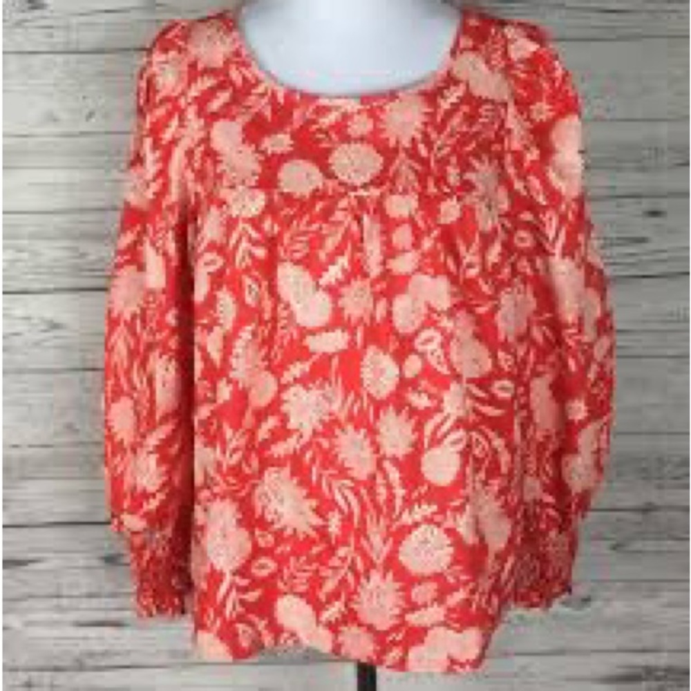 Universal Thread Top Blouse Floral Bohemian Long Sleeve Cotton Women’s Sz Large